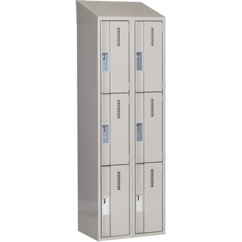 Concorde Heavy-Duty Lockers, 3 -tier, Bank of 2, 24" x 18" x 78", Steel, Grey, Welded (Assembled) Seaboard Timber Mart