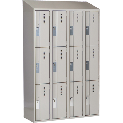 Concorde Heavy-Duty Lockers, 3 -tier, Bank of 4, 48" x 18" x 78", Steel, Grey, Welded (Assembled) Seaboard Timber Mart