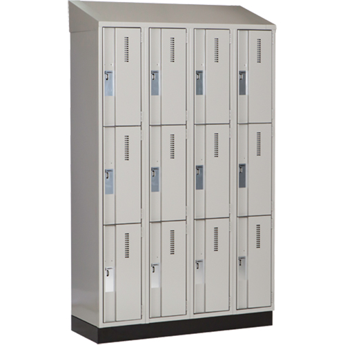 Concorde Heavy-Duty Lockers, 3 -tier, Bank of 4, 48" x 18" x 82", Steel, Grey, Welded (Assembled) Seaboard Timber Mart