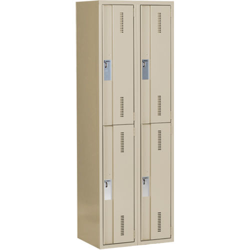 Concorde Heavy-Duty Lockers, 2 -tier, Bank of 2, 24" x 18" x 72", Steel, Beige, Welded (Assembled) Seaboard Timber Mart
