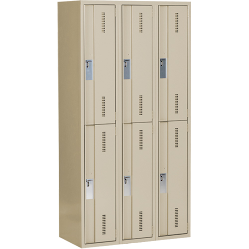 Concorde Heavy-Duty Lockers, 2 -tier, Bank of 3, 36" x 18" x 72", Steel, Beige, Welded (Assembled) Seaboard Timber Mart