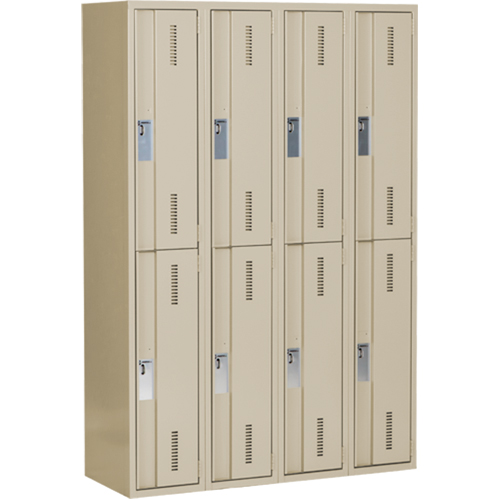 Concorde Heavy-Duty Lockers, 2 -tier, Bank of 4, 48" x 18" x 72", Steel, Beige, Welded (Assembled) Seaboard Timber Mart