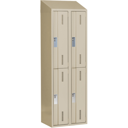 Concorde Heavy-Duty Lockers, 2 -tier, Bank of 2, 24" x 18" x 78", Steel, Beige, Welded (Assembled) Seaboard Timber Mart