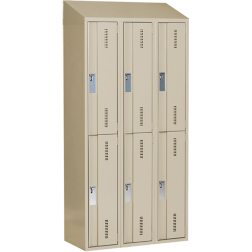 Concorde Heavy-Duty Lockers, 2 -tier, Bank of 3, 36" x 18" x 78", Steel, Beige, Welded (Assembled) Seaboard Timber Mart