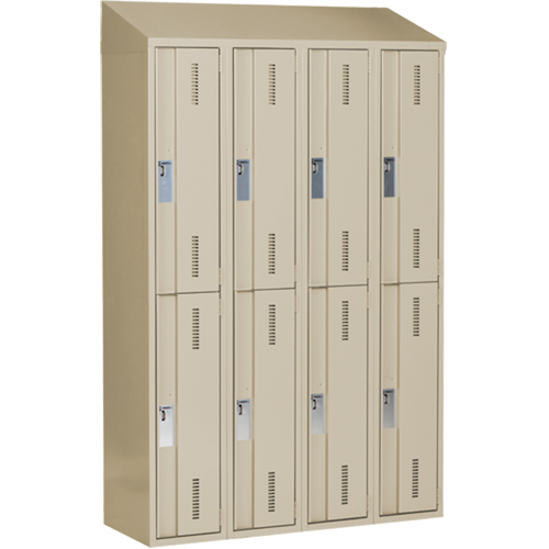 Concorde Heavy-Duty Lockers, 2 -tier, Bank of 4, 48" x 18" x 78", Steel, Beige, Welded (Assembled) Seaboard Timber Mart