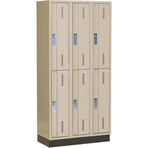 Concorde Heavy-Duty Lockers, 2 -tier, Bank of 3, 36" x 18" x 76", Steel, Beige, Welded (Assembled) Seaboard Timber Mart