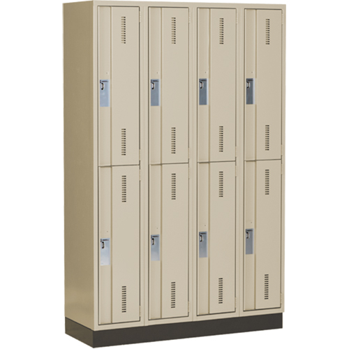 Concorde Heavy-Duty Lockers, 2 -tier, Bank of 4, 48" x 18" x 76", Steel, Beige, Welded (Assembled) Seaboard Timber Mart
