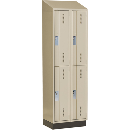 Concorde Heavy-Duty Lockers, 2 -tier, Bank of 2, 24" x 18" x 82", Steel, Beige, Welded (Assembled) Seaboard Timber Mart
