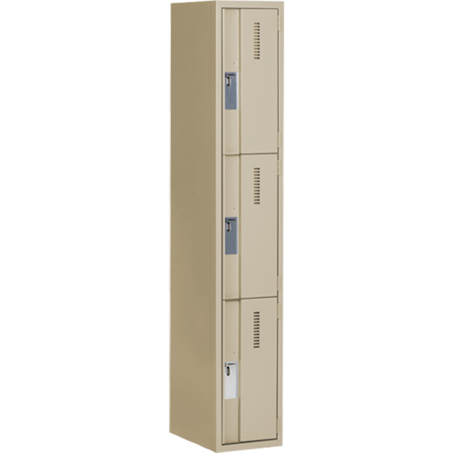 Casiers robustes Concorde, 3 niveaux, 12" x 18" x 72", Acier, Beige, Soud&eacute; (assembl&eacute;) Seaboard Timber Mart