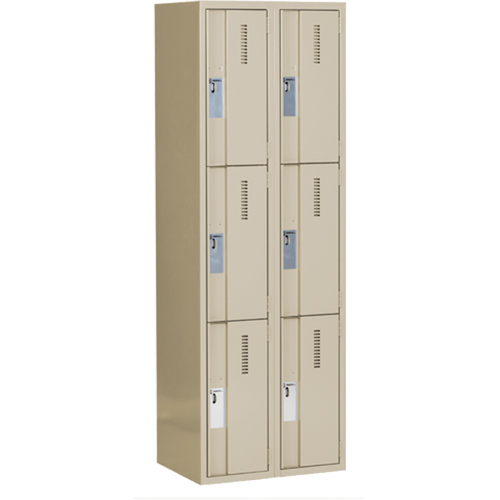 Concorde Heavy-Duty Lockers, 3 -tier, Bank of 2, 24" x 18" x 72", Steel, Beige, Welded (Assembled) Seaboard Timber Mart
