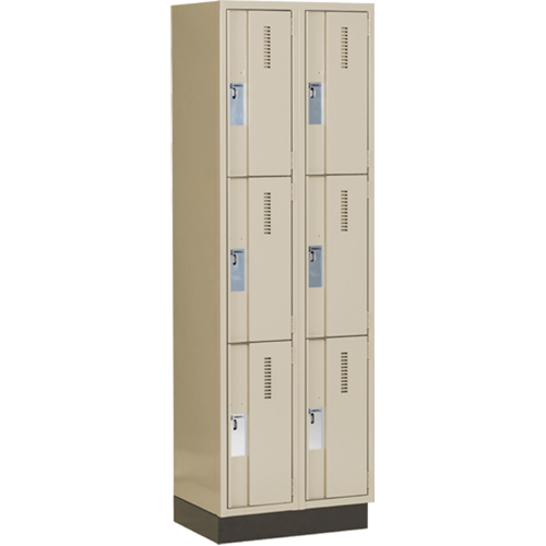 Concorde Heavy-Duty Lockers, 3 -tier, Bank of 2, 24" x 18" x 76", Steel, Beige, Welded (Assembled) Seaboard Timber Mart