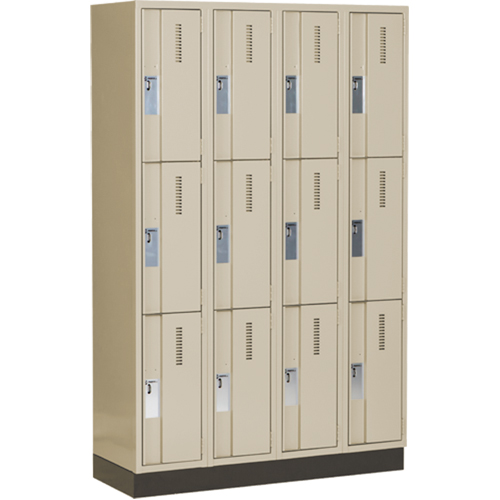 Concorde Heavy-Duty Lockers, 3 -tier, Bank of 4, 48" x 18" x 76", Steel, Beige, Welded (Assembled) Seaboard Timber Mart