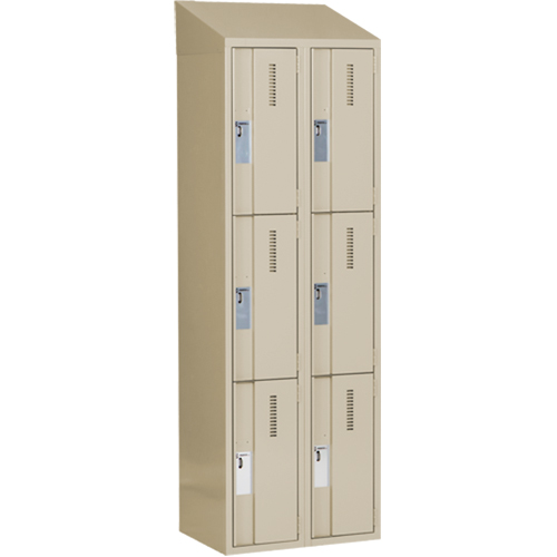 Concorde Heavy-Duty Lockers, 3 -tier, Bank of 2, 24" x 18" x 78", Steel, Beige, Welded (Assembled) Seaboard Timber Mart