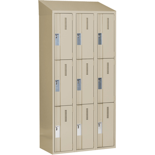 Concorde Heavy-Duty Lockers, 3 -tier, Bank of 3, 36" x 18" x 78", Steel, Beige, Welded (Assembled) Seaboard Timber Mart
