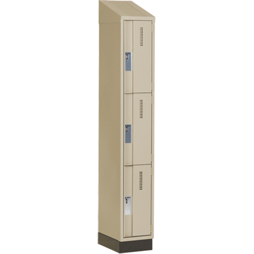 Concorde Heavy-Duty Lockers, 3 -tier, 12" x 18" x 82", Steel, Beige, Welded (Assembled) Seaboard Timber Mart