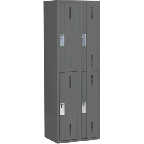 Concorde Heavy-Duty Lockers, 2 -tier, Bank of 2, 24" x 18" x 72", Steel, Charcoal, Welded (Assembled) Seaboard Timber Mart