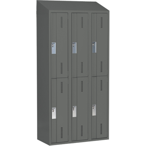 Casiers robustes Concorde, 2 niveaux, Bloc de 3, 36" x 18" x 78", Acier, Charbon, Soud&eacute; (assembl&eacute;) Seaboard Timber Mart