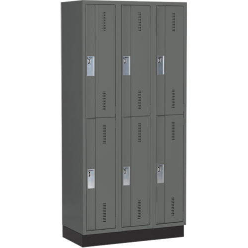 Casiers robustes Concorde, 2 niveaux, Bloc de 3, 36" x 18" x 76", Acier, Charbon, Soud&eacute; (assembl&eacute;) Seaboard Timber Mart