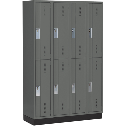 Concorde Heavy-Duty Lockers, 2 -tier, Bank of 4, 48" x 18" x 76", Steel, Charcoal, Welded (Assembled) Seaboard Timber Mart
