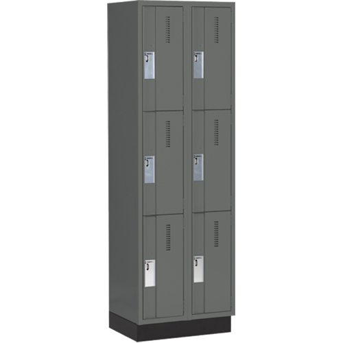 Concorde Heavy-Duty Lockers, 3 -tier, Bank of 2, 24" x 18" x 76", Steel, Charcoal, Welded (Assembled) Seaboard Timber Mart