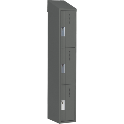Concorde Heavy-Duty Lockers, 3 -tier, 12" x 18" x 78", Steel, Charcoal, Welded (Assembled) Seaboard Timber Mart