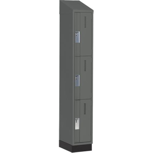 Concorde Heavy-Duty Lockers, 3 -tier, 12" x 18" x 82", Steel, Charcoal, Welded (Assembled) Seaboard Timber Mart