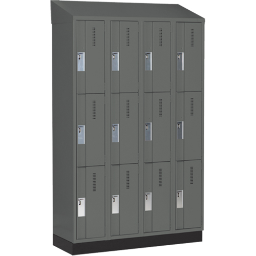 Concorde Heavy-Duty Lockers, 3 -tier, Bank of 4, 48" x 18" x 82", Steel, Charcoal, Welded (Assembled) Seaboard Timber Mart
