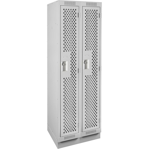 Clean Line Lockers, Bank of 2, 24" x 18" x 76", Steel, Grey, Rivet (Assembled), Perforated Seaboard Timber Mart