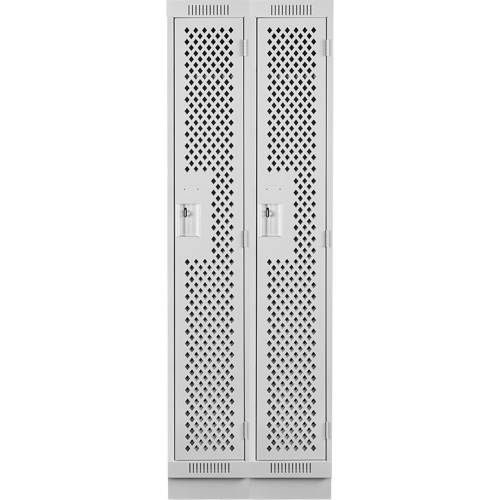 Clean Line Lockers, Bank of 2, 24" x 18" x 76", Steel, Grey, Rivet (Assembled), Perforated Seaboard Timber Mart