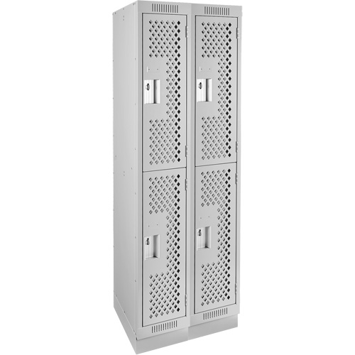 Casiers Clean Line, 2 niveaux, Bloc de 2, 24" x 18" x 76", Acier, Gris, Rivet (assembl&eacute;), Perfor&eacute; Seaboard Timber Mart