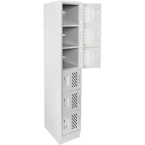 Assembled Lockerettes Clean Line Perforated Economy Lockers, 6 -tier, 18" x 72" x 12", Steel Seaboard Timber Mart