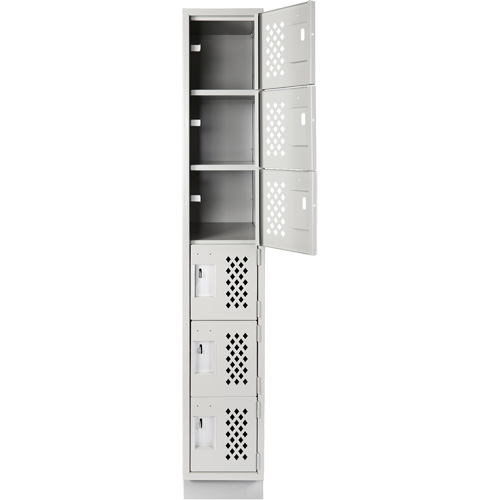 Assembled Lockerettes Clean Line Perforated Economy Lockers, 6 -tier, 18" x 72" x 12", Steel Seaboard Timber Mart