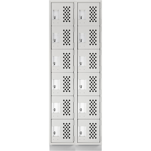 Clean-Line Perforated Lockerette, 6 -tier, Bank of 2, 15" x 72" x 12", Steel Seaboard Timber Mart