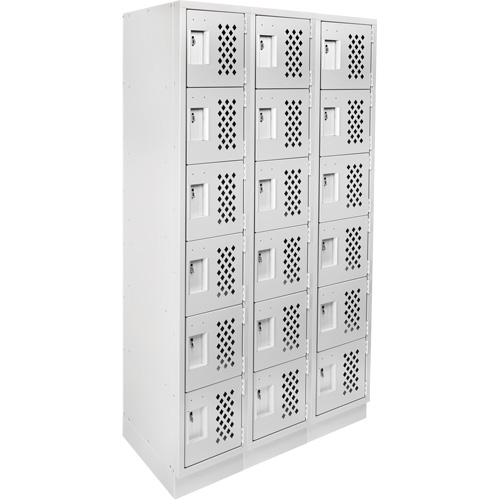 Clean-Line Perforated Lockerette, 6 -tier, Bank of 3, 15" x 72" x 12", Steel Seaboard Timber Mart