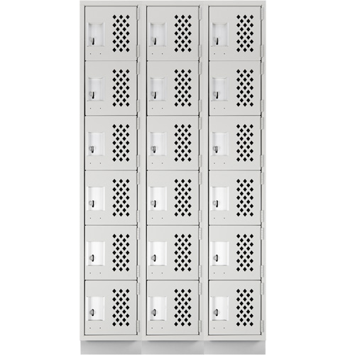 Clean-Line Perforated Lockerette, 6 -tier, Bank of 3, 15" x 72" x 12", Steel Seaboard Timber Mart