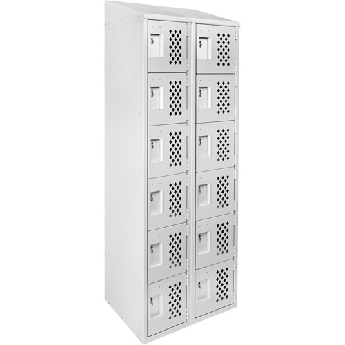 Assembled Lockerettes Clean Line Perforated Economy Lockers, 6 -tier, Bank of 2, 18" x 72" x 12", Steel Seaboard Timber Mart