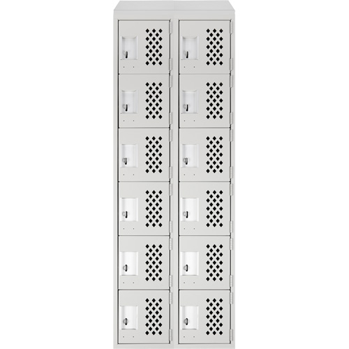 Assembled Lockerettes Clean Line Perforated Economy Lockers, 6 -tier, Bank of 2, 18" x 72" x 12", Steel Seaboard Timber Mart