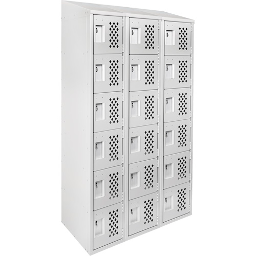 Assembled Lockerettes Clean Line Perforated Economy Lockers, 6 -tier, Bank of 3, 18" x 72" x 12", Steel Seaboard Timber Mart