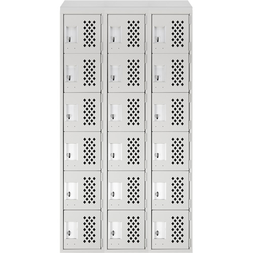 Assembled Lockerettes Clean Line Perforated Economy Lockers, 6 -tier, Bank of 3, 18" x 72" x 12", Steel Seaboard Timber Mart