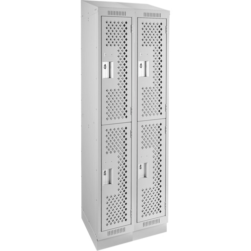 Clean Line Lockers, 2 -tier, Bank of 2, 24" x 15" x 82", Steel, Grey, Rivet (Assembled), Perforated Seaboard Timber Mart