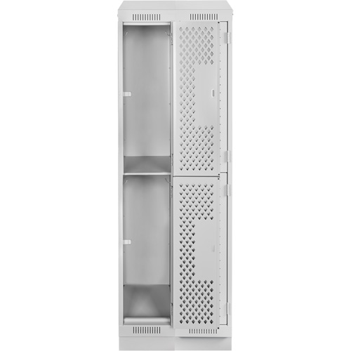 Clean Line Lockers, 2 -tier, Bank of 2, 24" x 15" x 82", Steel, Grey, Rivet (Assembled), Perforated Seaboard Timber Mart