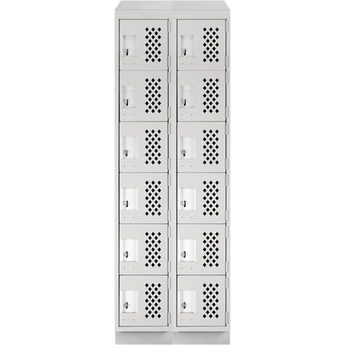Assembled Lockerettes Clean Line Perforated Economy Lockers, 6 -tier, Bank of 2, 18" x 72" x 12", Steel Seaboard Timber Mart