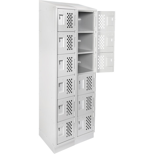 Assembled Lockerettes Clean Line Perforated Economy Lockers, 6 -tier, Bank of 2, 18" x 72" x 12", Steel Seaboard Timber Mart