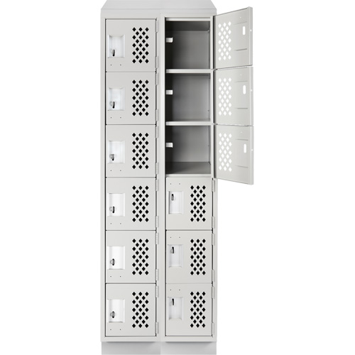 Assembled Lockerettes Clean Line Perforated Economy Lockers, 6 -tier, Bank of 2, 18" x 72" x 12", Steel Seaboard Timber Mart