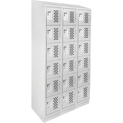 Assembled Lockerettes Clean Line Perforated Economy Lockers, 6 -tier, Bank of 3, 18" x 72" x 12", Steel Seaboard Timber Mart