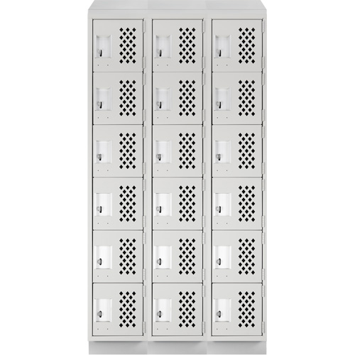 Assembled Lockerettes Clean Line Perforated Economy Lockers, 6 -tier, Bank of 3, 18" x 72" x 12", Steel Seaboard Timber Mart