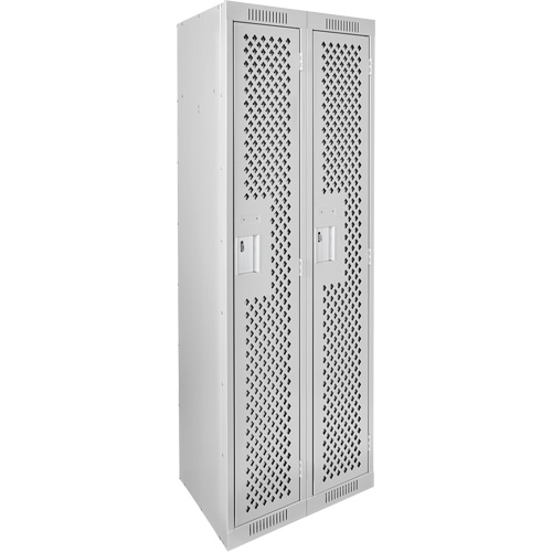 Clean Line Lockers, 2 -tier, 12" x 12" x 72", Steel, Grey, Rivet (Assembled), Perforated Seaboard Timber Mart