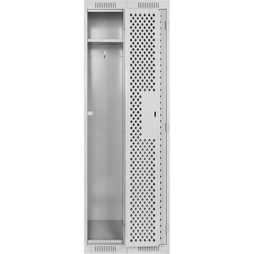 Clean Line Lockers, 2 -tier, 12" x 12" x 72", Steel, Grey, Rivet (Assembled), Perforated Seaboard Timber Mart