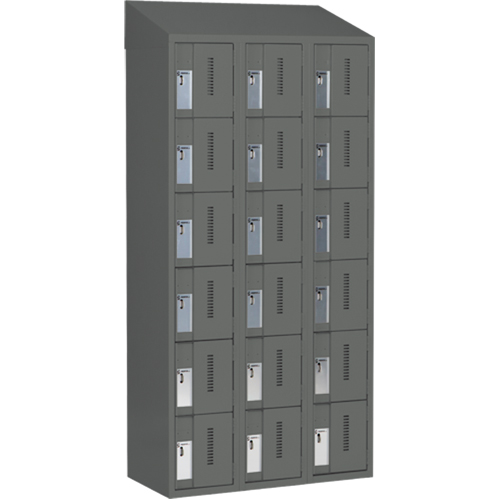 Concorde Heavy-Duty Lockers, 6 -tier, Bank of 3, 36" x 18" x 78", Steel, Charcoal, Welded (Assembled) Seaboard Timber Mart