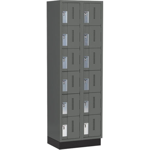 Concorde Heavy-Duty Lockers, 6 -tier, Bank of 2, 24" x 18" x 76", Steel, Charcoal, Welded (Assembled) Seaboard Timber Mart